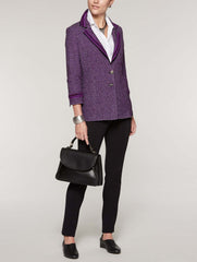 Stripe Trim Tweed Blazer