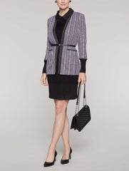 Shadow Stripe Bead Trim Jacket