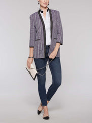 Shadow Stripe Bead Trim Jacket