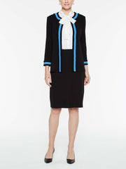 Pleated Contrast Trim Jacket Color Black/China Blue