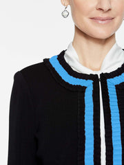 Pleated Contrast Trim Jacket Color Black/China Blue