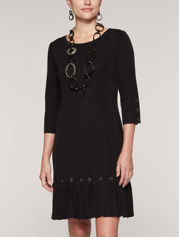 Grommet Trim Pleat Flounce Dress