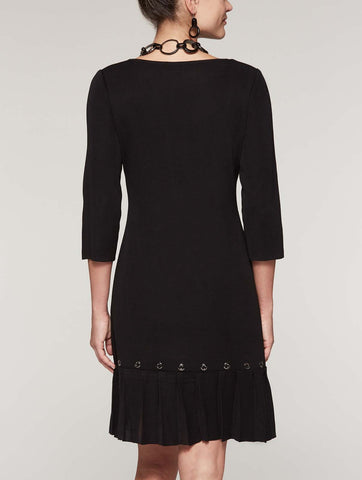 Grommet Trim Pleat Flounce Dress