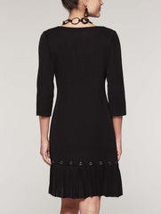 Grommet Trim Pleat Flounce Dress
