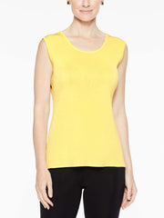 Lemon Yellow Classic Knit Scoop Neck Tank Top Color Lemon Yellow