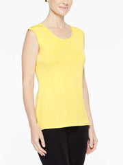 Lemon Yellow Classic Knit Scoop Neck Tank Top Color Lemon Yellow