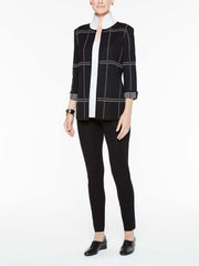 Dashed Subtle Plaid Jacket Color Black/Lemon Yellow/White
