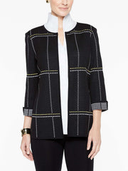 Dashed Subtle Plaid Jacket Color Black/Lemon Yellow/White