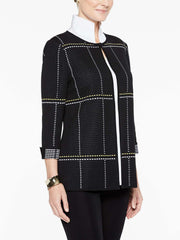 Dashed Subtle Plaid Jacket Color Black/Lemon Yellow/White