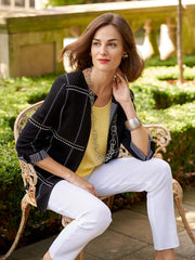 Dashed Subtle Plaid Jacket Color Black/Lemon Yellow/White