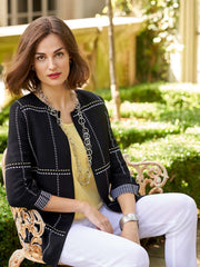 Dashed Subtle Plaid Jacket Color Black/Lemon Yellow/White