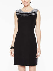 Novelty Stitch Yoke Dress Color Black/White