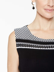 Novelty Stitch Yoke Dress Color Black/White