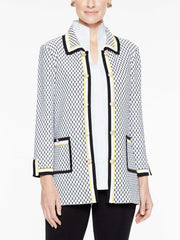 Dual Trim Honeycomb Jacket Color White/Black/Lemon Yellow