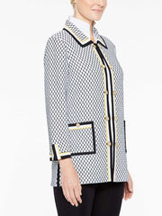 Dual Trim Honeycomb Jacket Color White/Black/Lemon Yellow