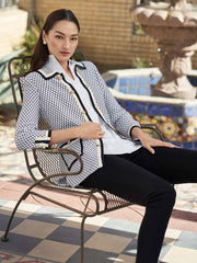 Dual Trim Honeycomb Jacket Color White/Black/Lemon Yellow