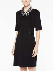 Inset Waist Knit Dress Color Black