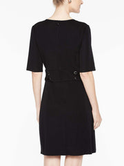 Inset Waist Knit Dress Color Black