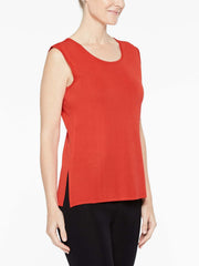 Tangier Orange Classic Knit Scoop Neck Tank Top Color Tangier Orange