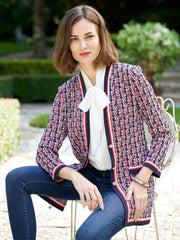 Houndstooth Jacket Color Tangier Orange/Indigo/White