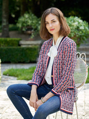 Houndstooth Jacket Color Tangier Orange/Indigo/White