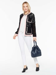 Lace Contrast Trim Jacket