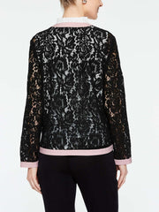 Lace Contrast Trim Jacket