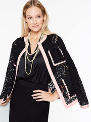 Lace Contrast Trim Jacket