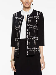 Abstract Grid Embroidery Jacket