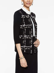 Abstract Grid Embroidery Jacket