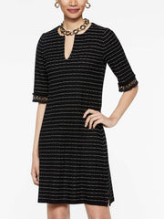 Tweed Grommet Trim Dress