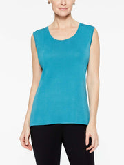 Peacock Blue Classic Knit Scoop Neck Tank Top