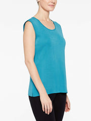 Peacock Blue Classic Knit Scoop Neck Tank Top