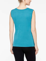 Peacock Blue Classic Knit Scoop Neck Tank Top