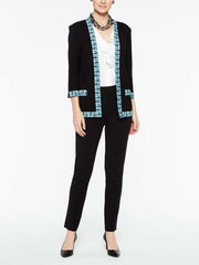 Plaid Trim Cardigan Jacket