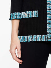 Plaid Trim Cardigan Jacket