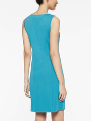 Peacock Blue Square Neck Sheath Dress