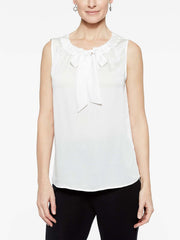 White Crepe de Chine Bold Tie Blouse