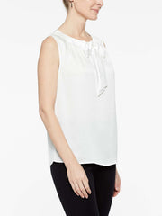White Crepe de Chine Bold Tie Blouse