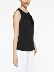 Black Crepe de Chine Bold Tie Blouse
