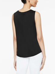 Black Crepe de Chine Bold Tie Blouse