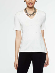 Jersey V-Neck Stud T-Shirt