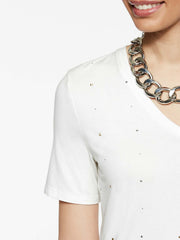Jersey V-Neck Stud T-Shirt