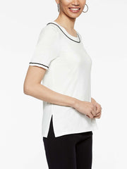 Jersey T-Shirt with Chain Trim