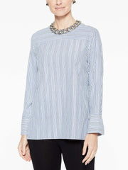 Cross Stripe Blouse Color Indigo/White