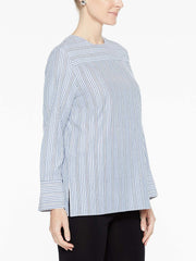 Cross Stripe Blouse Color Indigo/White