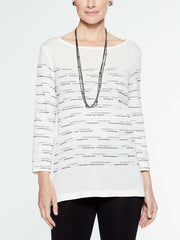 Striated Pattern Tunic Color White/Black