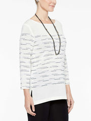 Striated Pattern Tunic Color White/Black