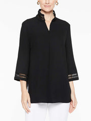Lattice Trim Crepe de Chine Tunic