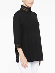 Lattice Trim Crepe de Chine Tunic